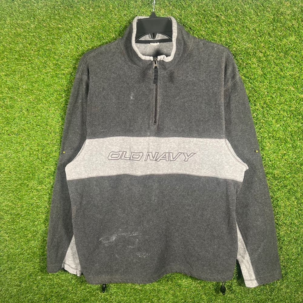 Old Navy Fleece 1/4 Zip Pullover Sweatshirt Charcoal Gray Colorblock Mens Size L